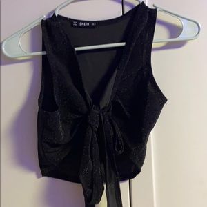 Shein black tie blouse